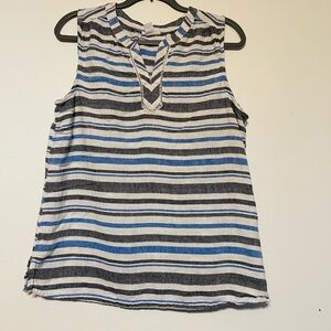 Liz Claiborne Blue and White Striped Tank Top